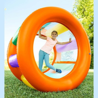 HearthSong Roll With It 2.0 Giant 67" Inflatable Rainbow Land Roller Wheel for Kids