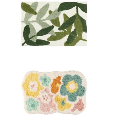 REGALWOVEN Soft Plush Reversible Non-Slip Extra Thick Microfiber Quick Dry Bath Mats 2 Pcs