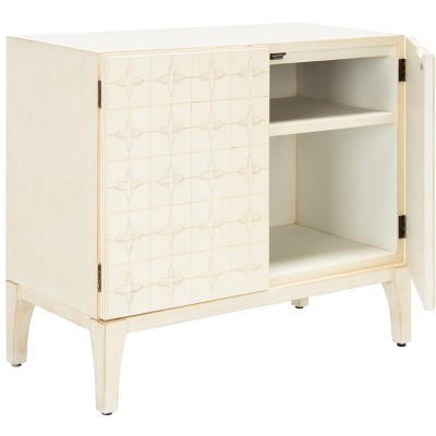 Antique White Mid-Century 2 Door Chest with Shelf