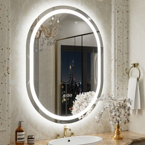 pmir Super Bright 192 LEDs/m LED Lighted Anti-Fog Tempered Glass Irregular Bathroom/Vanity Mirror with ETL & 3-Year Warranty - 1 of 4
