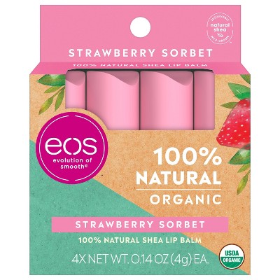 eos Natural Organic Lip Balm Sticks - Strawberry - 4pk