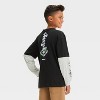 Boys' Minecraft Long Sleeve Graphic T-Shirt - Light Gray/Black - image 3 of 4