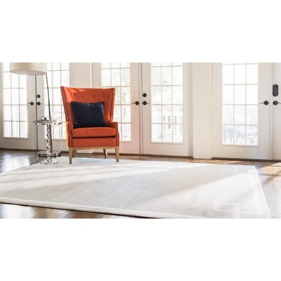 Beige Geometric Rectangular 8' x 10' Stain-Resistant Area Rug