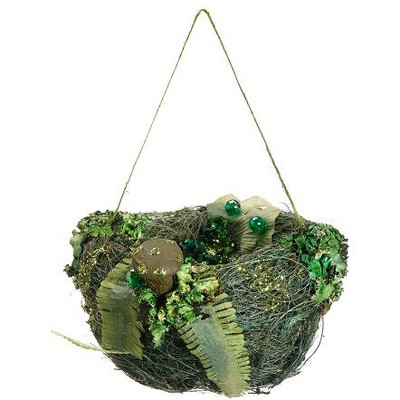 Allstate Floral 4.5" Princess Garden Whimsical Green Bird Nest Christmas Ornament