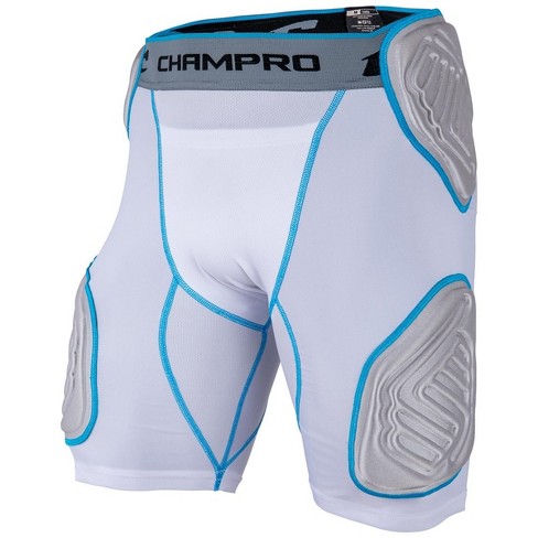 CHAMPRO Football Padded Compression Shirt Bull Rush-Camiseta de compresión de fútbol con Sistema de amortiguación Integrado, Blanco, Gris, S para Hombre