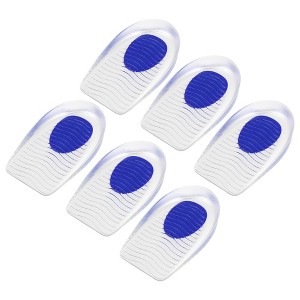 Unique Bargains Silicone Heel Support Cup Pads Orthotic Insole Plantar Care Heel Pads Ripple Pattern Size 33-39 6Pcs - 1 of 4