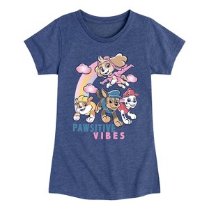 Girls' - Paw Patrol - Pawsitive Vibes Skye Marshall Chase Rubble Fitted Short Sleeve Graphic T-Shirt - 1 of 4
