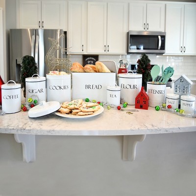 Bright White Farmhouse Ceramic Cookie Jar Set