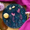 Sara Miller India Serving Plate - 9-Inch Fine China with 22-Carat Gold, Vibrant Blue Design Featuring Pink Hummingbirds - 2 of 4