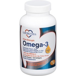 Cardiotabs Extra Strength Omega3 + Vitamin D3 - 2040 mg Omega-3 Fish Oil, 1300 mg DHA+EPA & 600 IU Vitamin D3, 120 Sofgels per Bottle - 60 Day Supply - 1 of 4