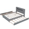 NicBex Queen Platform Bed Modern Wooden Bed Frame with Trundle, Storage Headboard, 2 Drawers and LED Lights for Bedroom, No Box Spring Required - 3 of 4