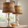 John Timberland Trinidad Country Cottage Table Lamps 26 1/2" High Set of 2 Antique White Candlestick Rattan Tapered Drum Shade for Bedroom Living Room - 2 of 4
