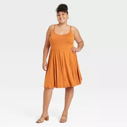 Women's Plus Size Sleeveless Skater Dress - Ava & Viv™ Copper 4X
