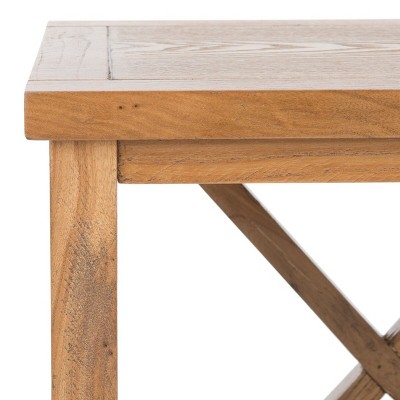 Oak Rectangular End Table with Cross Back Design and Lower Shelf