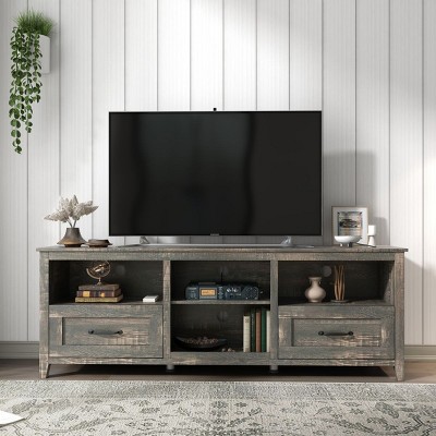 70 Inch Length TV Stand, 2 Drawers And 4 High-Capacity Storage Compartment Television Table, TV Console Table-Cuddlewood