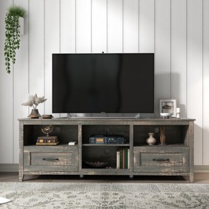 70 Inch Length TV Stand, 2 Drawers And 4 High-Capacity Storage Compartment Television Table, TV Console Table-Cuddlewood - 1 of 4