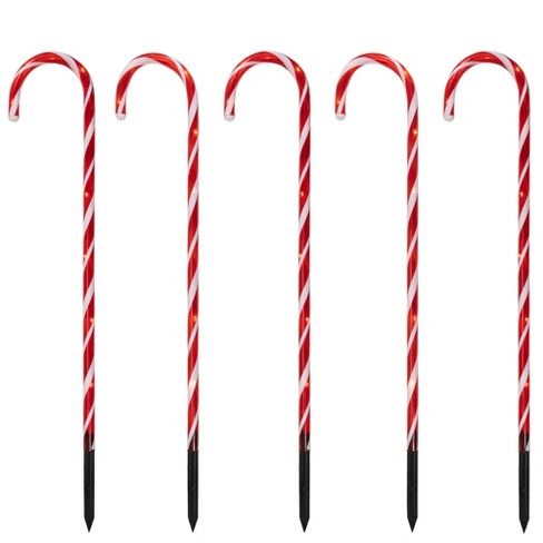 Northlight Set Of 5 Red Lighted Candy Cane Christmas Lawn Stakes 28 ...