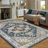 Washable Soft Floral Area Rug - Low Pile Anti-Slip Stain Resistant Distressed Carpet, Non-Shedding Large Rug for Bedroom, Living Room Dining Room - 2 of 4