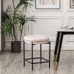Modern Square Counter Height Barstool Faux Leather - WOVENBYRD