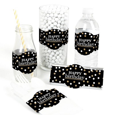 Big Dot of Happiness Adult Happy Birthday - Gold - DIY Party Supplies - Birthday Party DIY Wrapper Favors & Decorations - Set of 15