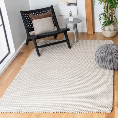 Ivory Hand-Knotted Cotton Basket Weave 5' x 7' Rug