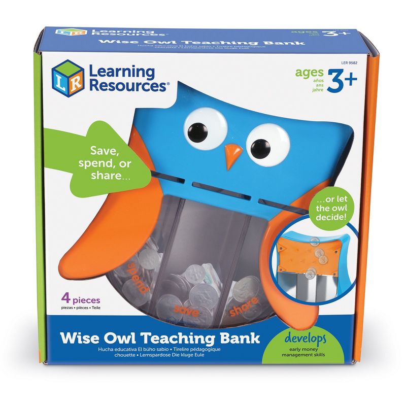 Learning Resources Wise Owl Teaching Bank, Money Toy, Save Spend Give Bank, Ages 3+, 4 of 7