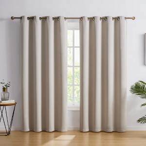 HLC.ME Oxford Curtains for Living Room, Room Darkening Energy Saving, Insulated Darkening Window Grommet Panels, Set of 2 - 1 of 4