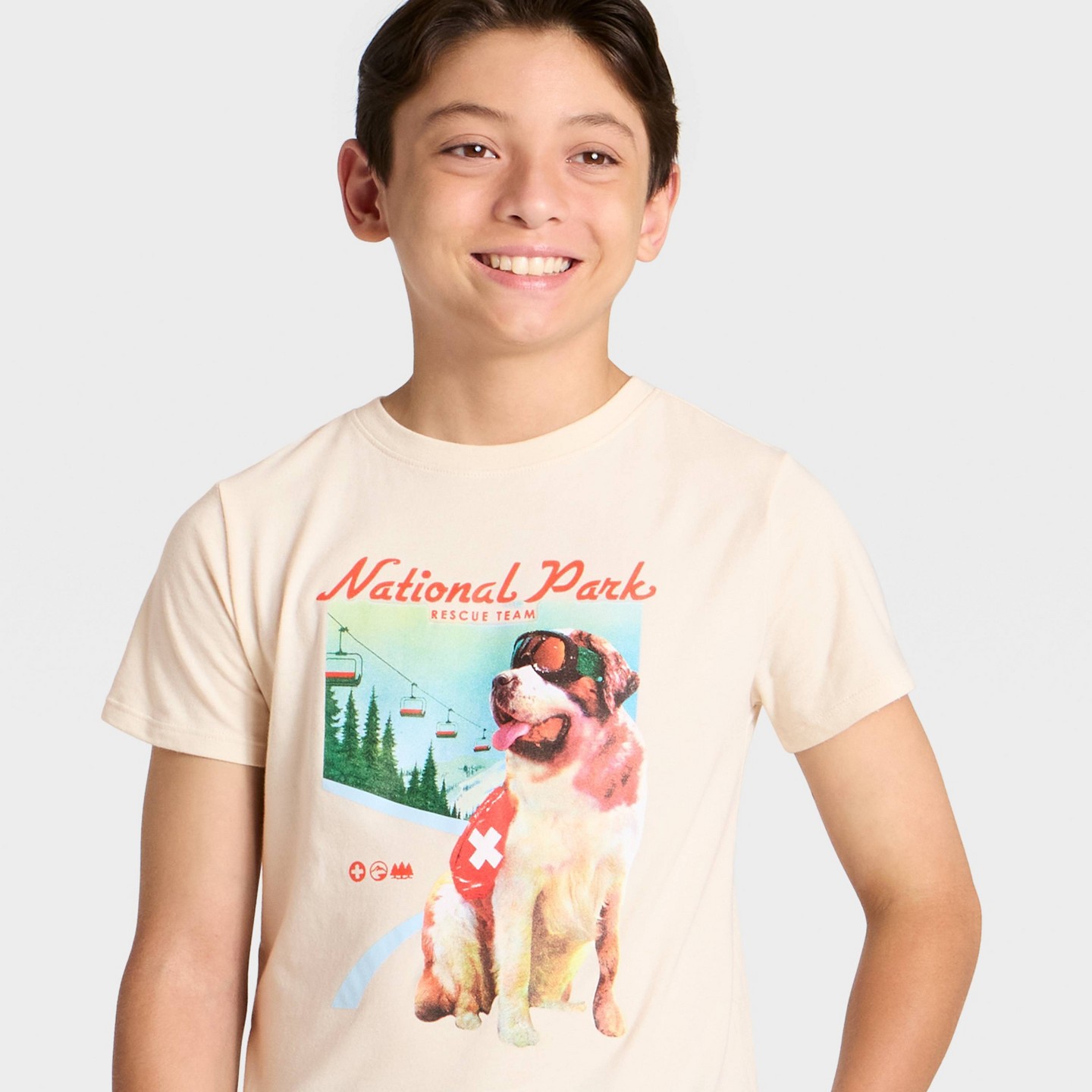 Футболка Cat & Jack Short Sleeve 'National Park' Dog Graphic T-Shirt Cream для мальчиков, цвет: Кремовый — фото 2