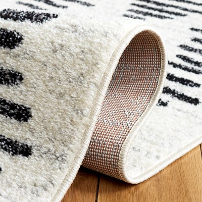 Ivory and Black Abstract Square Hand-knotted Area Rug