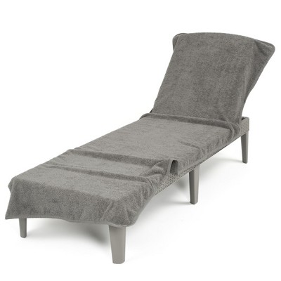 Rockridge Gray Cotton Chaise Lounge Cover with Pocket, 86" x 30"