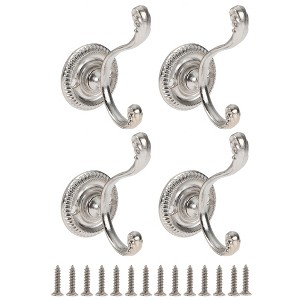 Unique Bargains Vintage Clothes Hooks Silver Tone 4 Pcs - 1 of 4