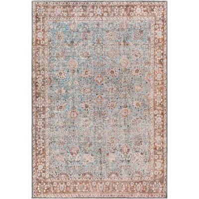 Livabliss 7'10"x10'2" Colin Traditional Machine Washable Rug Blue/Brown: Flatweave, Pet Friendly, Indoor Use