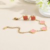 18K Gold Plated Clover Lucky Bracelet for Women White/Black/Red/Green Flower Four Leaf Link Bracelets - 3 of 4