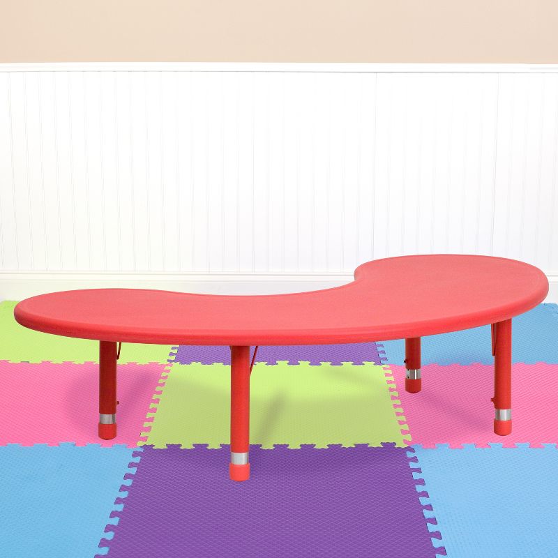 Flash Furniture 35"W x 65"L Half-Moon Plastic Height Adjustable Activity Table, 3 of 12