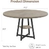 Round Dining Table for 4-6 People, 47 Inch Retro Dinner Room Pedestal Table with Storage Shelf, Industrial Circle Kitchen Table - 2 of 4