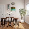 Hasting Home Set of 2 Wood Counter-Height Bar Stools with Black Metal Base - 2 of 4