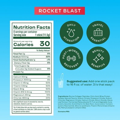 BLOOM NUTRITION Daily Hydration Electrolyte Stick Packs - Rocket Blast - 8ct