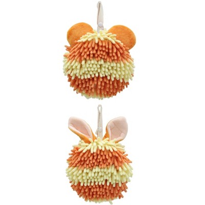 REGALWOVEN Cute Cartoon Soft Absorbent Fluffy Chenille Ball Hand Towels 2 Pcs