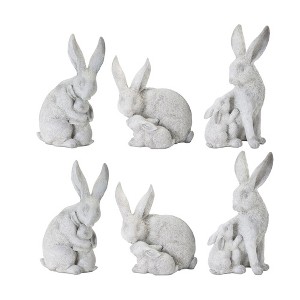Melrose Stone Rabbit with Bunny Figurine (Set of 6) - 1 of 4