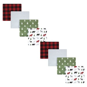 Hudson Baby Cotton Flannel Receiving Blankets Bundle Set, Woodland Christmas, One Size - 1 of 2