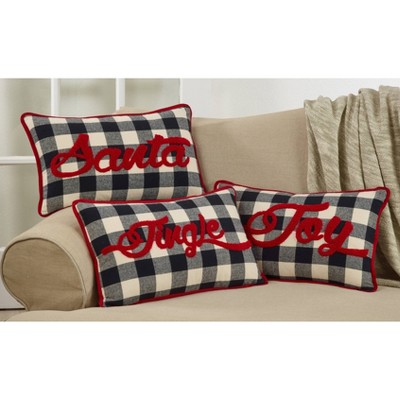 Buffalo Plaid Joy Rectangular Black and White Cotton Blend Pillow