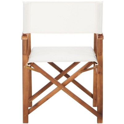 Natural Acacia Wood Outdoor Director Chairs with Beige Cushions, Set of 2