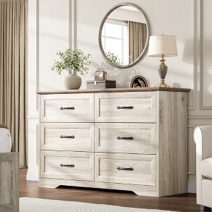 Garvee 5/6 Drawers Dresser for Bedroom,Chest of Drawers,Farmhouse Modern Wooden Dresser,Storage Organizer Dresser for Bedroom,Living Room,Kids Room - 1 of 4