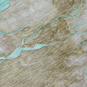 HomeRoots 9' X 12' Teal Blue And Brown Abstract Washable Indoor Outdoor Area Rug - 1 of 4