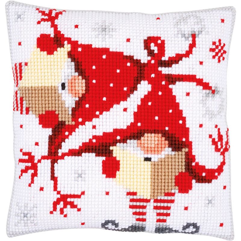 Vervaco Needlepoint Cushion Top Kit 16"X16"-Christmas Gnomes II Stitched In Yarn, 2 of 4