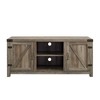 58.75" MDF Farmhouse Barn Door TV Stand with Open and Closed Storage, Metal Hinges, and Handles for Living Room and Bedroom - 2 of 4