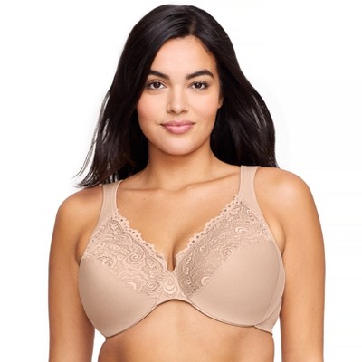 Glamorise Womens Low Cut Wonderwire Lace Underwire Bra 1240 Café 48h :  Target