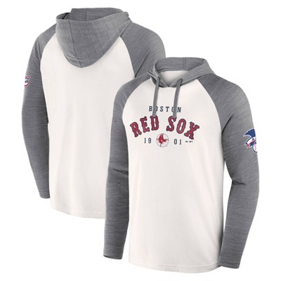 MLB Boston Red Sox Men's White Long Sleeve Lightweight Bi-Blend Hooded Sweatshirt