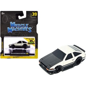 1983 Toyota Sprinter Trueno (AE86) White with Carbon Hood 1/64 Diecast Model Car by Muscle Machines - 1 of 3