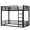 TopComfy Beds Metal Bunk Bed Twin XL over Twin XL Floor Bunk Bed Frame Heavy Duty Bunk Bed Bedroom Furniture for Bedroom, Black, 41.7"*62.2"*74.96" - 2 of 4